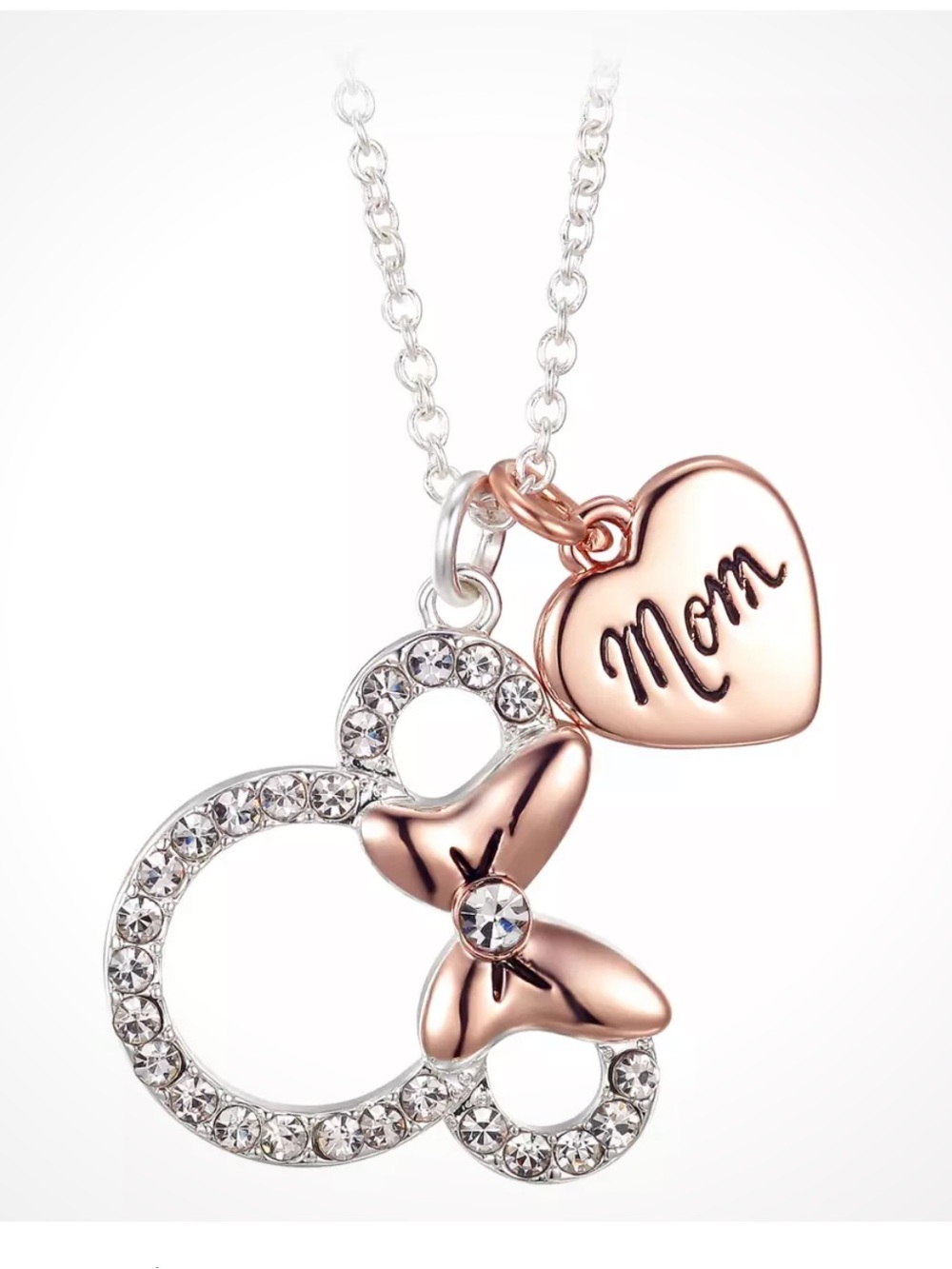 Disney Jewelry | Gold & Silver-Plated Minnie Mouse “Mom” Pendant Necklace